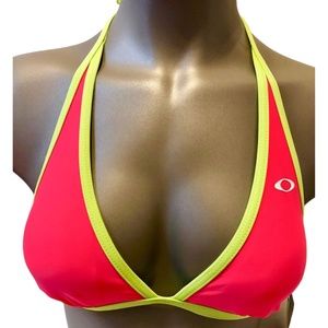 Oakley Women's Coral Glow Coral Lime Long Triangle Bikini Top S